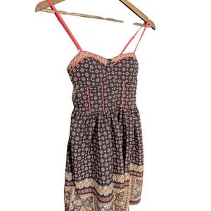 BAND OF GYPSIES Tomato Girl Boho XS Dress Babydoll Empire Waist 50s Insp. Folk
